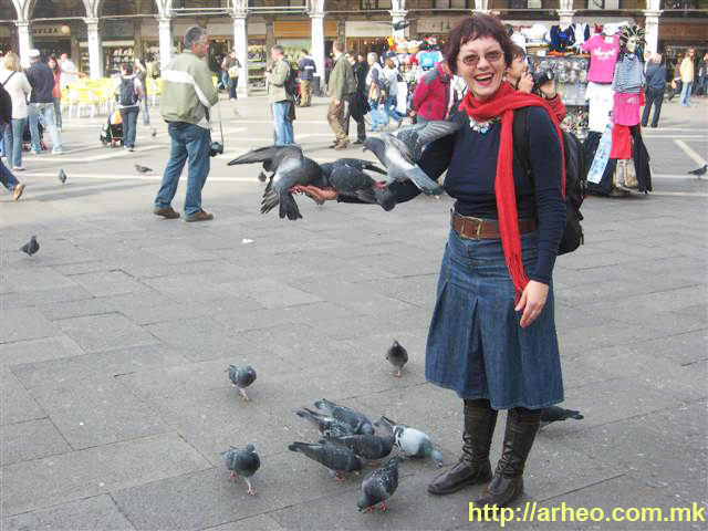 Хранам гулаби на плоштадот Св. Марко во Венеција